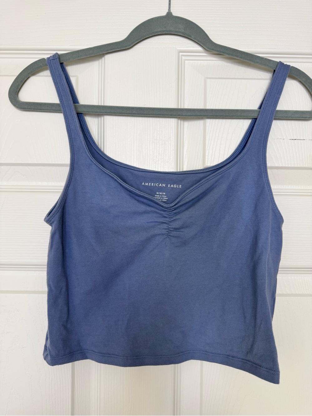 American Eagle Outfitters Blue Ruched Front Tank Top